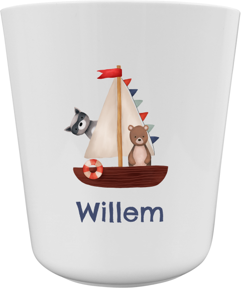 Kinderbeker met boot, dieren en naam