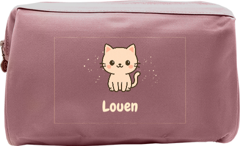 Toilettas met naam en kawaii poes