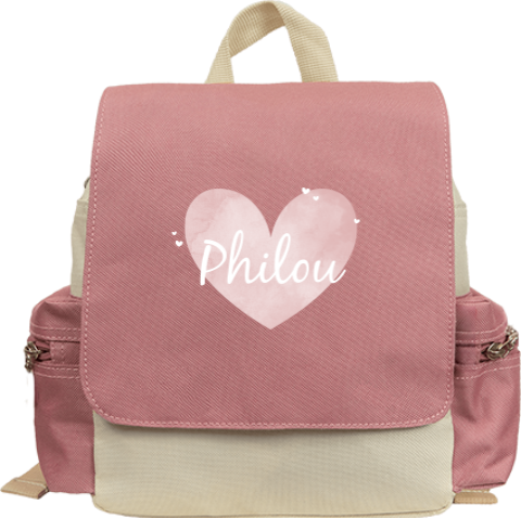 Rugtas Adventure met naam en watercolour hart