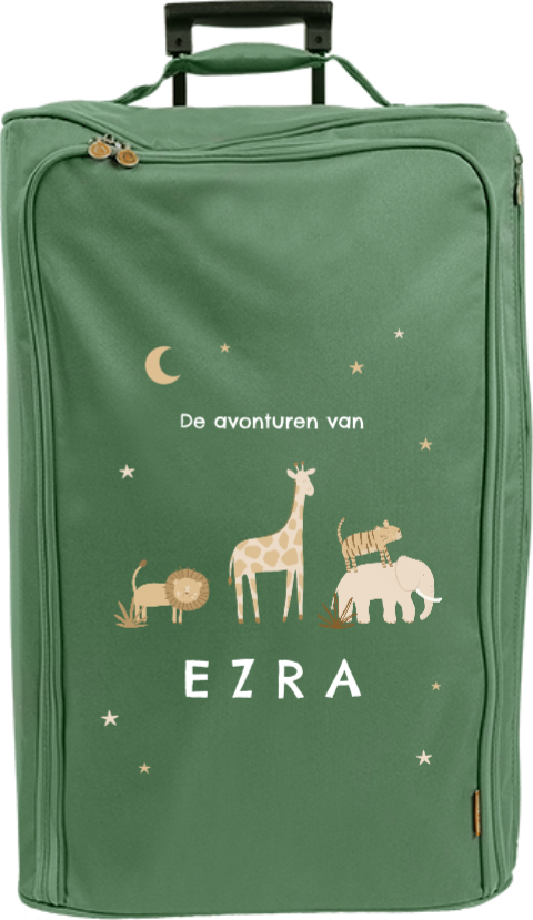 Reistrolley XL met jungledieren en naam