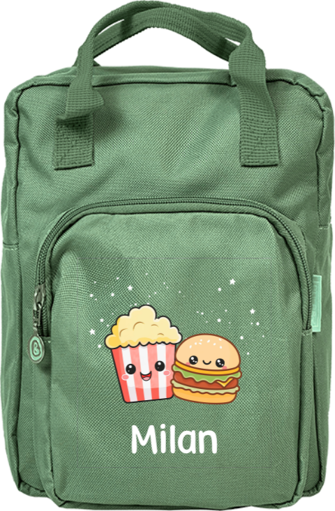 Vrolijke rugtas Classic met Kawaii illustraties en naam