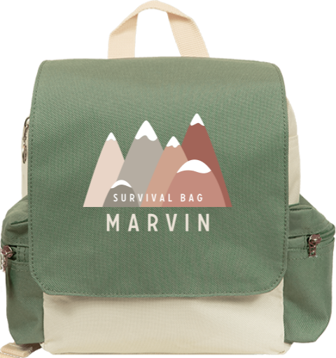 Avontuurlijke rugtas Adventure met bergen en naam