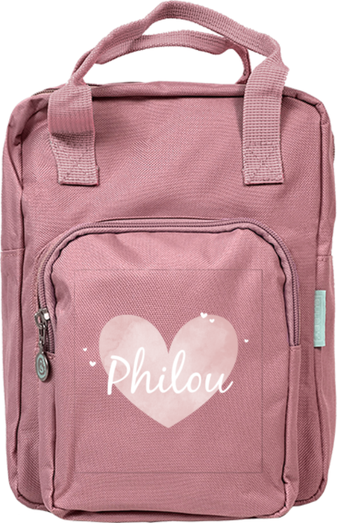 Rugzak classic met naam en watercolour hart