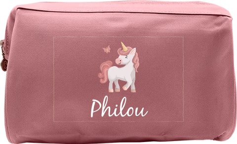 Schattige toilettas met naam en eenhoorn