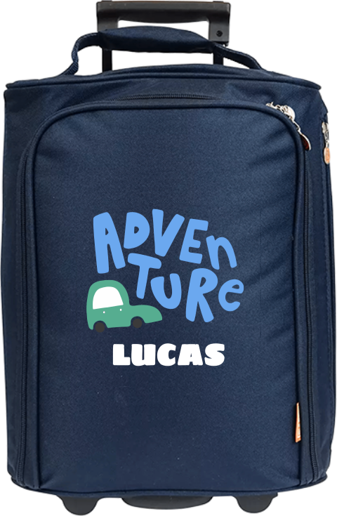 Avontuurlijk reistrolley met naam en auto