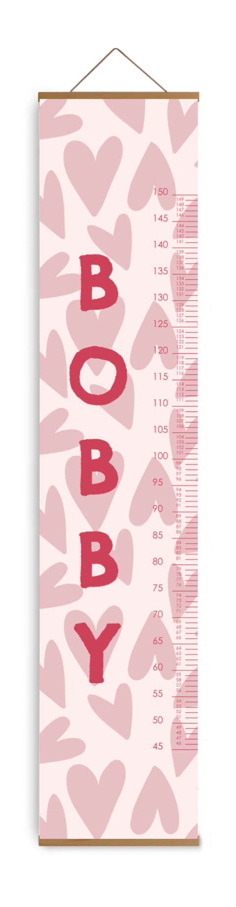 Hippe groeimeter roze met hartjes