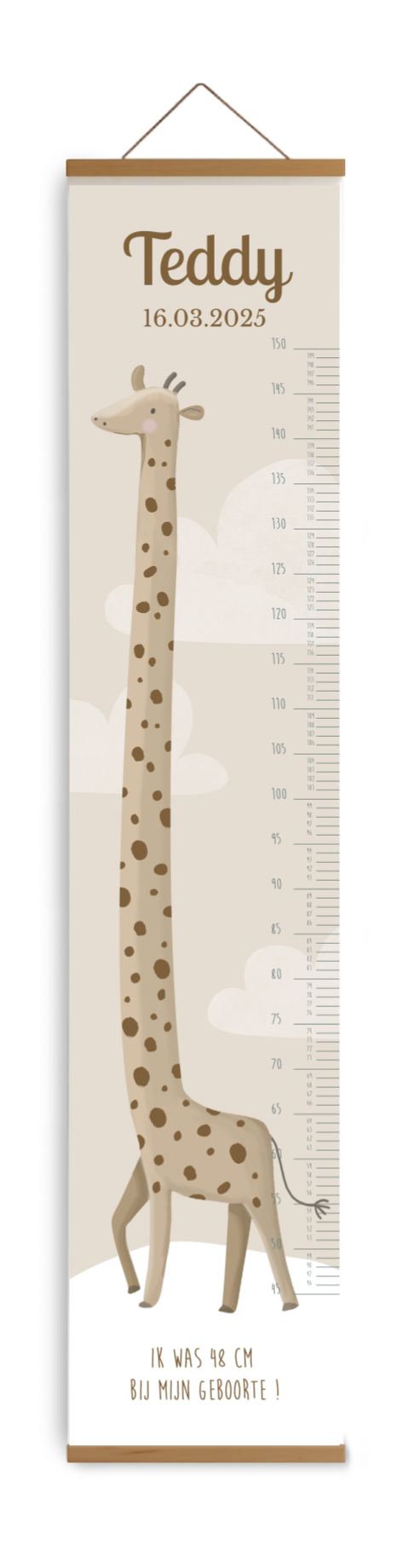 Lieve groeimeter met giraffe