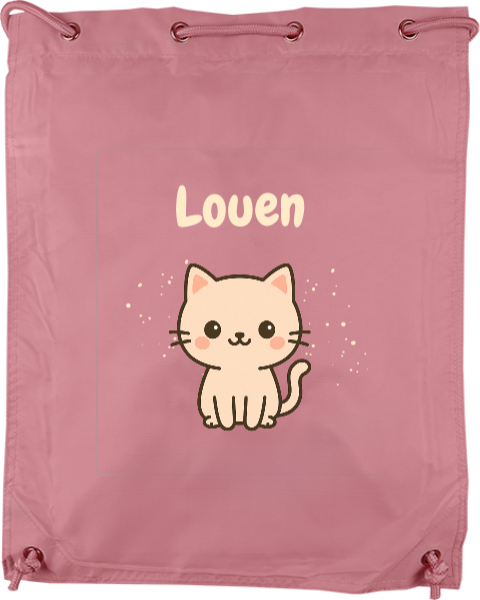 Gymtas met naam en kawaii poes