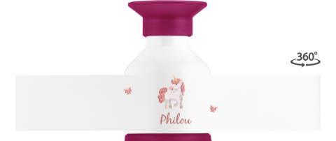 Dopper met eenhoorn, vlinder en naam