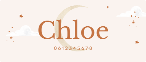 Naamsticker groot in crèmekleur met maan en sterren - 20 per vel