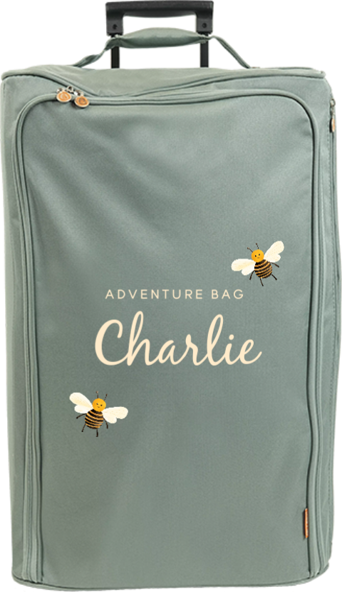 Lieve reistrolley met bijtjes en naam