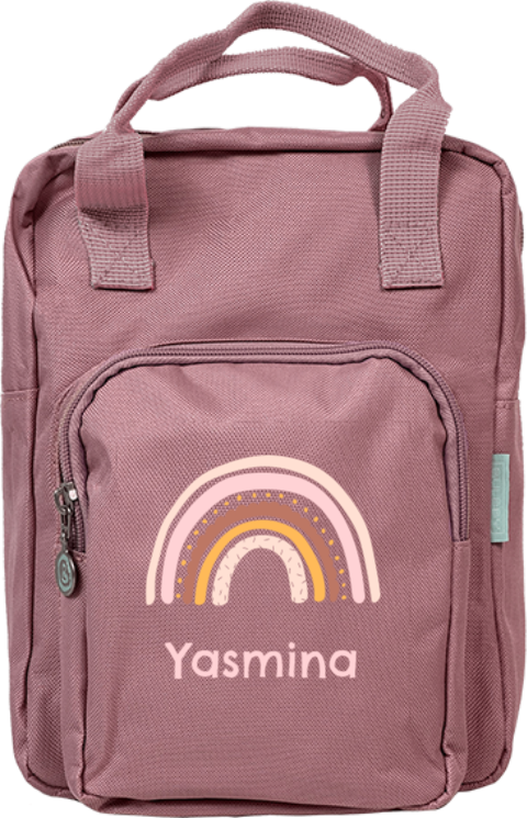 Speelse rugzak classic met regenboog en naam