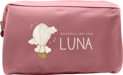 Toilettas met naam en luchtballon