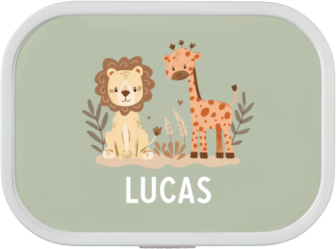 Mepal Campus broodtrommel met naam en jungledieren