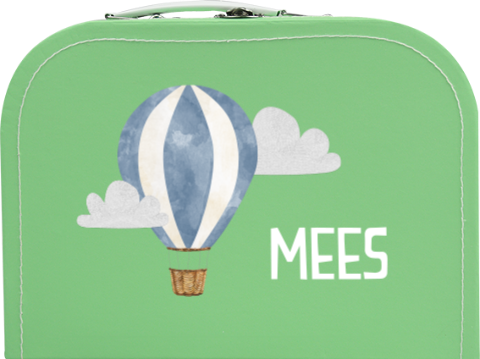 Kinderkoffertje met luchtballon, wolken en naam