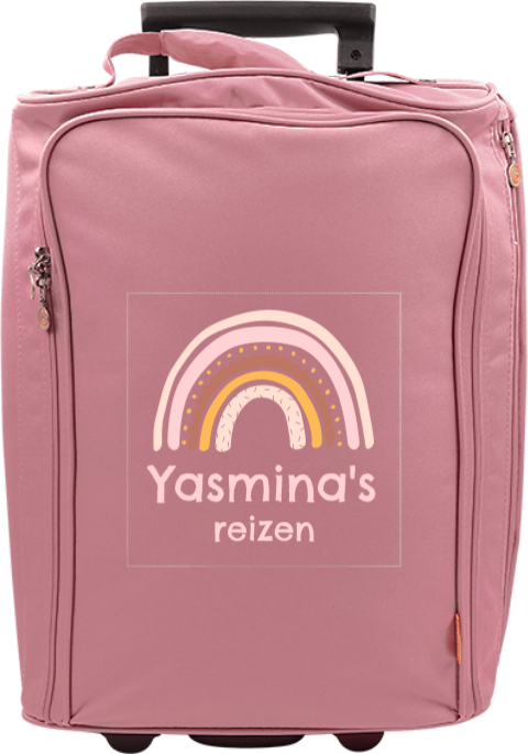 Reistrolley met naam en regenboog