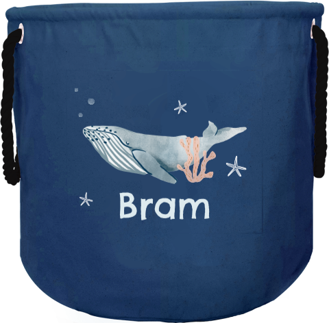 Speelgoedmand met walvis en naam