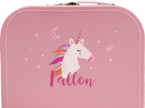 Kinderkoffertje met naam, sterretjes en unicorn