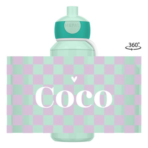 Mepal pop-up drinkfles Campus met kleurrijke ruitjes en naam