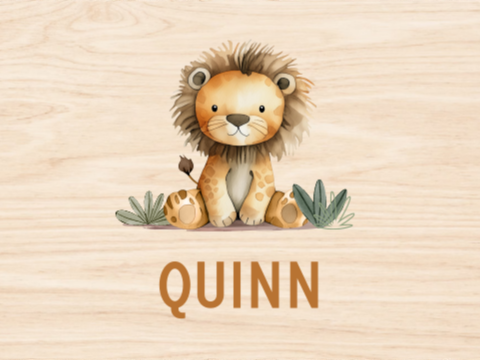 memorybox met illustratie leeuw en naam