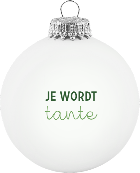 Glazen kerstbal met tekst 'je wordt tante'