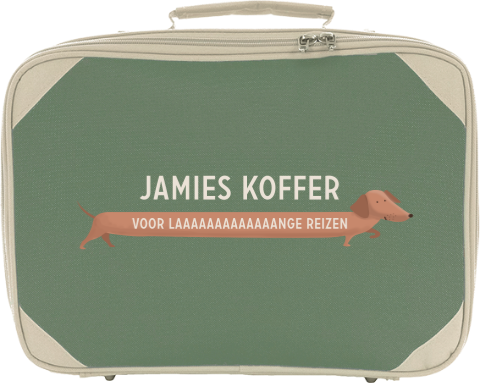 Koffer met naam en teckel