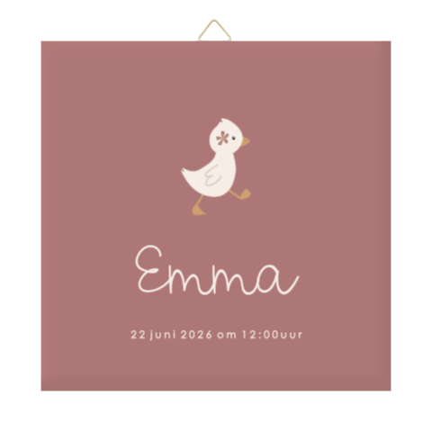 Mooie geboortetegel met gans en naam