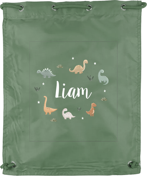 Gymtas met naam en dino's