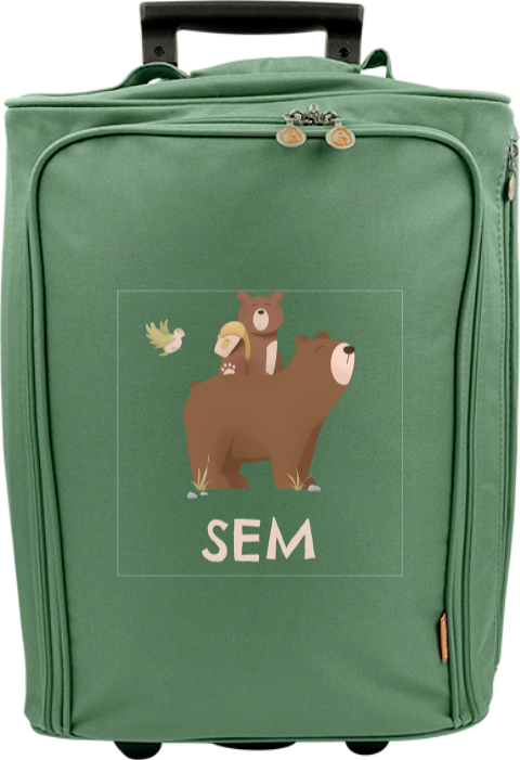 Reistrolley met naam en beertjes