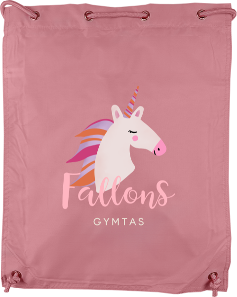 Gymtas met naam en unicorn