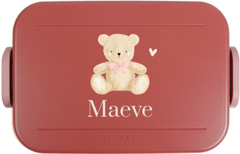 Mepal lunchbox To Go met zittend beertje, hartje en naam