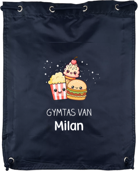 Gymtas met vrolijke Kawaii illustraties en naam