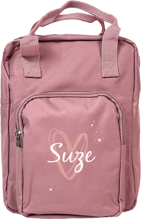 Rugtas Classic met watercolour hart en naam