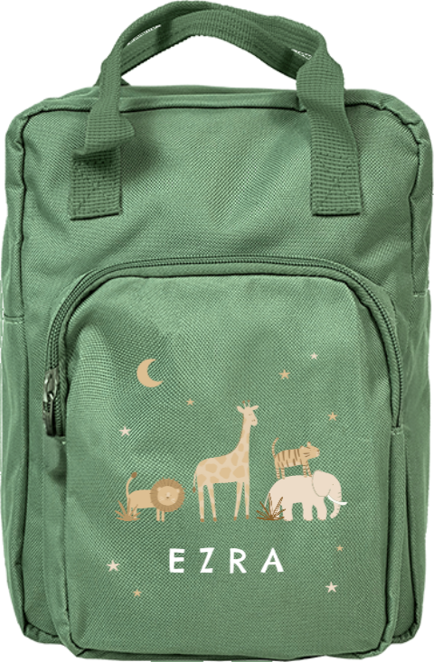 Rugzak classic met jungledieren, sterren en maan
