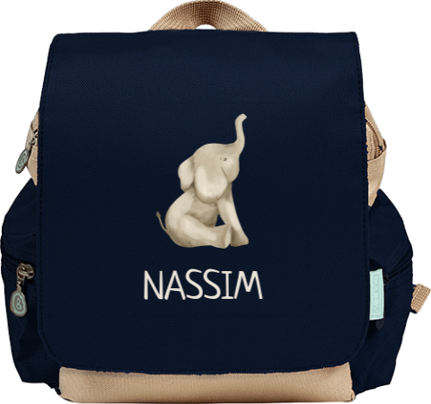 Rugtas Adventure met naam en watercolor olifantje