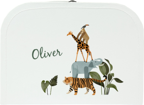 Kinderkoffertje met jungledieren en naam
