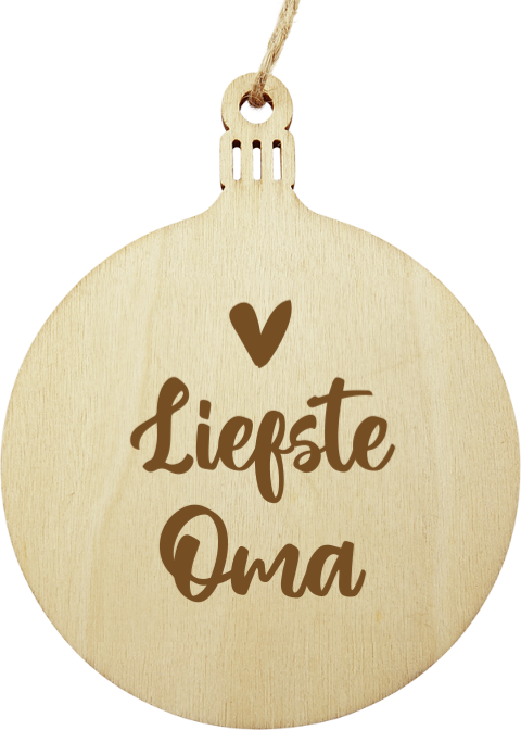Houten kersthanger in de vorm van een kerstbal voor oma