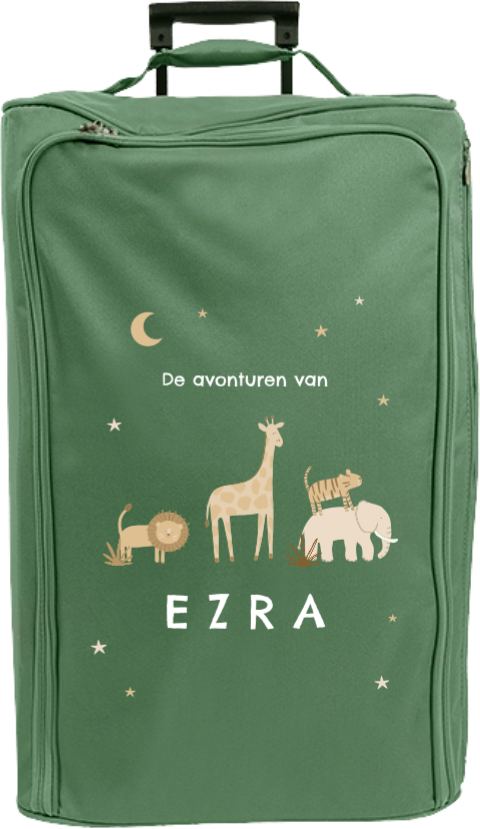 Reistrolley XL met jungledieren en naam