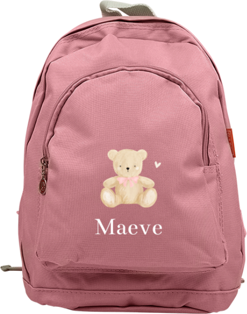 Rugzak Junior met naam en beertje met strik