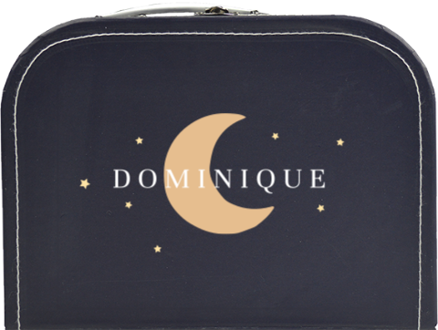 Speelgoedkoffertje met naam, maan en sterretjes