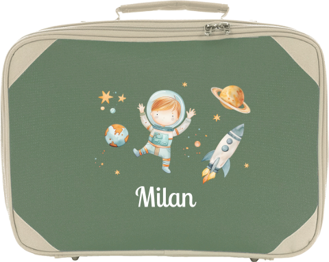 Koffertje met naam en ruimte thema