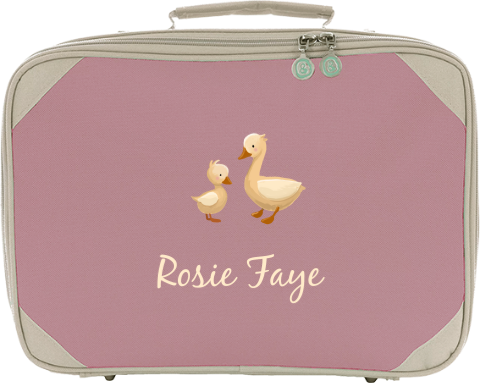 Lief koffertje met naam en eendjes