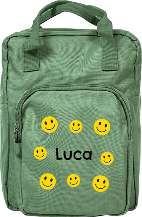 Rugzak Classic met gele smileys en naam