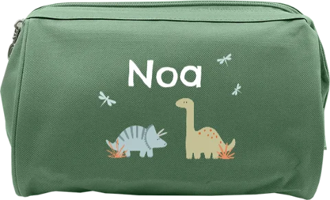 Toilettas met naam en dinosaurussen
