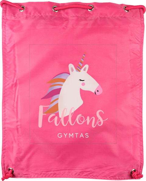 Gymtas met naam en unicorn