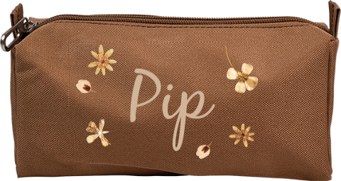 Etui met naam en bloemen