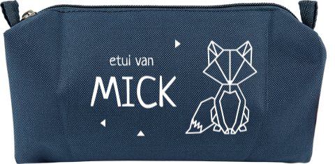 Stoere etui met geometrisch vosje en naam