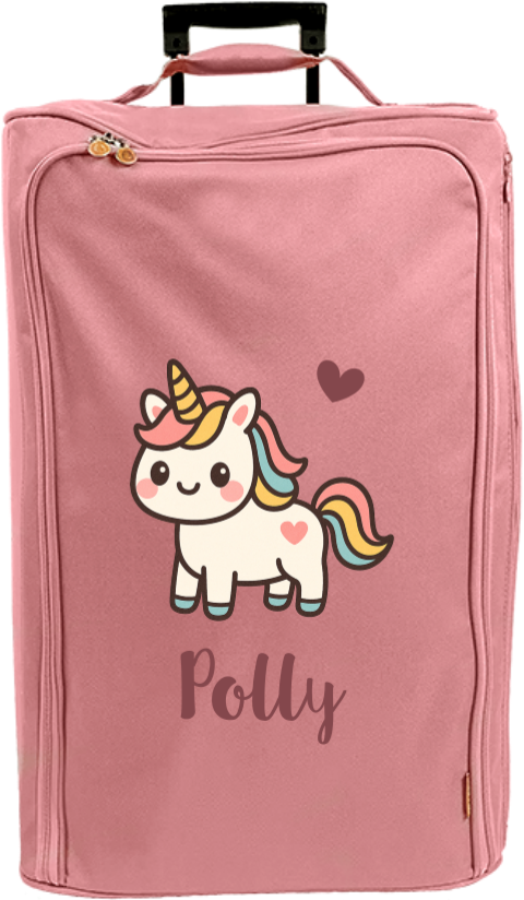Reistrolley XL met naam en kawaii eenhoorn