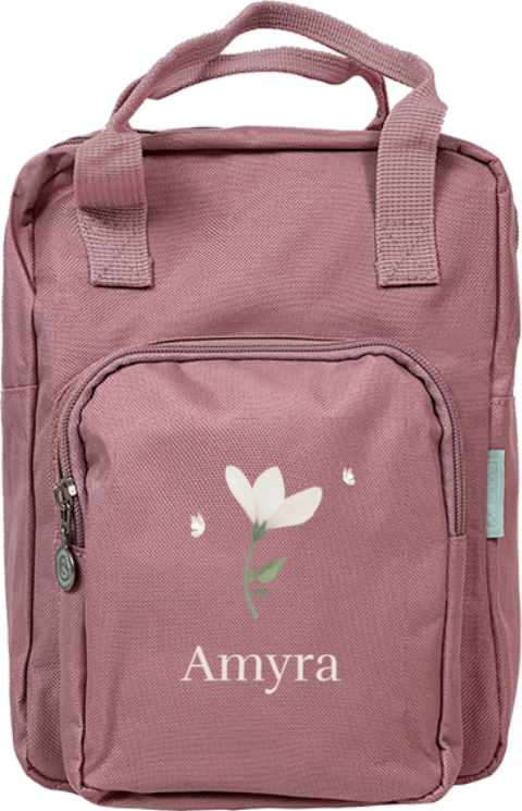 Rugzak classic met naam en bloem