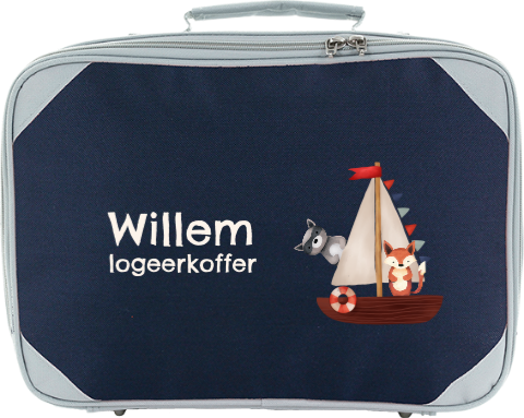 Stoer koffertje naam en dieren in bootje
